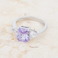 Classic Lavender White Gold Rhodium Engagement Ring