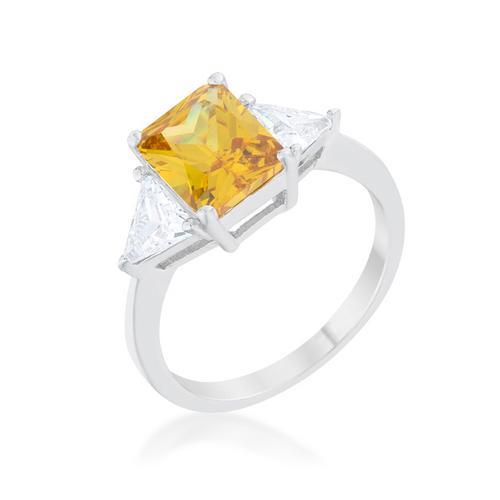 Classic Canary Yellow Rhodium Engagement Ring