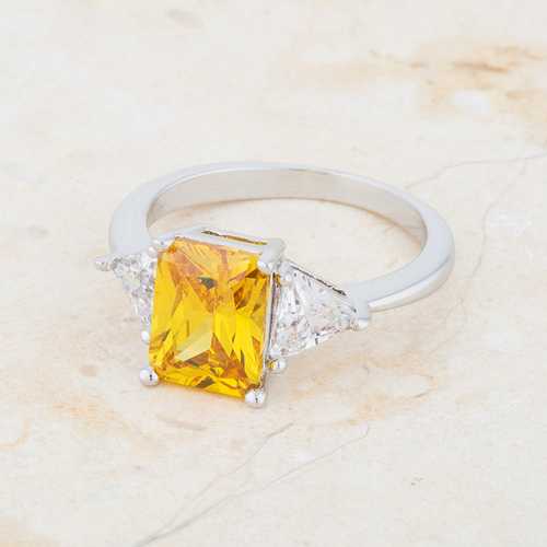 Classic Canary Yellow Rhodium Engagement Ring