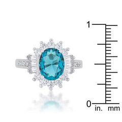 Chrisalee 3ct Aqua CZ Rhodium Classic Ring