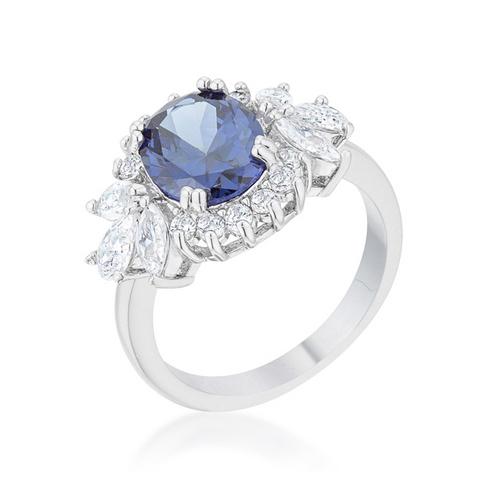 Krizia 4.2ct Tanzanite CZ Rhodium Classic Ring