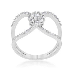 Joyce 0.4ct CZ Rhodium Delicate Floral Wrap Ring