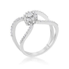 Joyce 0.4ct CZ Rhodium Delicate Floral Wrap Ring