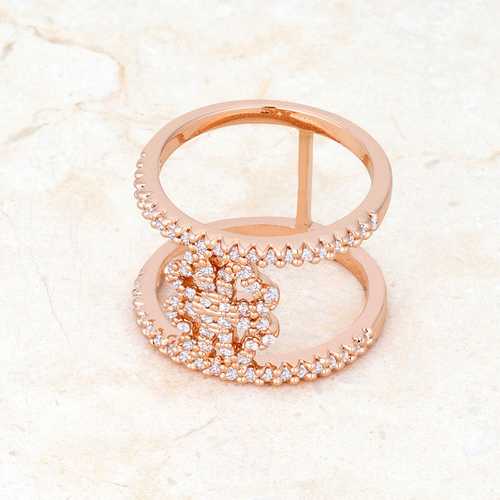 Lauren 0.4ct CZ Rose Gold Delicate Clover Wrap Ring