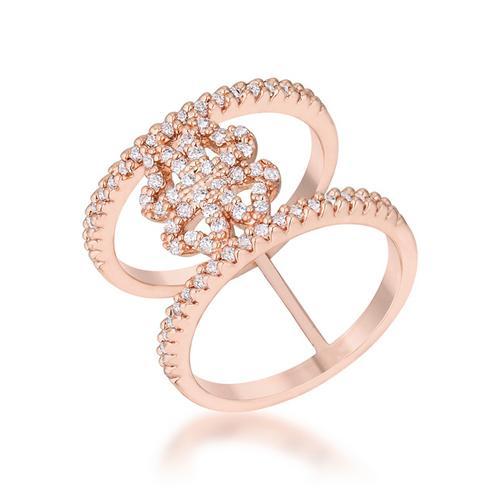 Lauren 0.4ct CZ Rose Gold Delicate Clover Wrap Ring