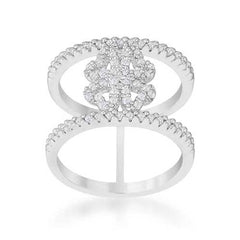 Lauren 0.4ct CZ Rhodium Delicate Clover Wrap Ring