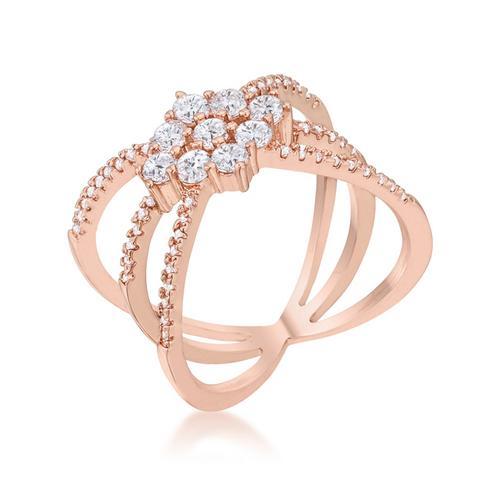 Mindy 0.8ct CZ Rose Gold Delicate Triple Wrap Ring