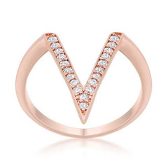 Michelle 0.2ct CZ Rose Gold Delicate V-Shape Ring