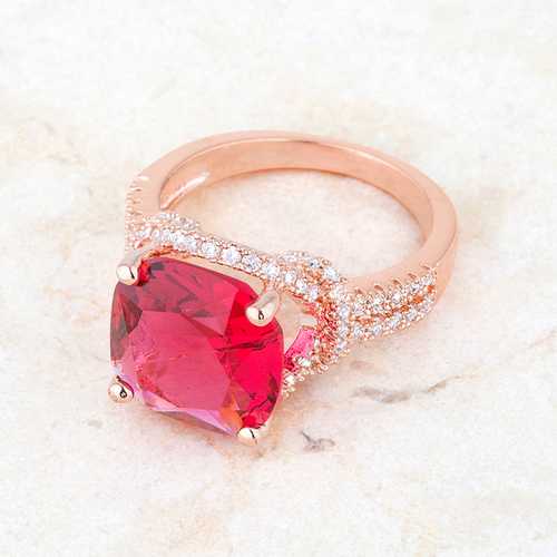 Charlene 6.2ct Ruby CZ Rose Gold Classic Statement Ring