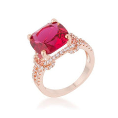 Charlene 6.2ct Ruby CZ Rose Gold Classic Statement Ring