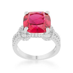 Charlene 6.2ct Ruby CZ Rhodium Classic Statement Ring