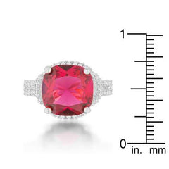 Charlene 6.2ct Ruby CZ Rhodium Classic Statement Ring