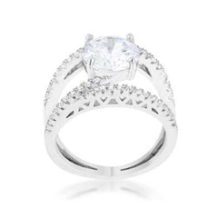 Girana 3ct Clear CZ Rhodium Contemporary Ring