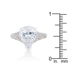 Rhyne 5.8ct CZ Rhodium Pear Cocktail Ring