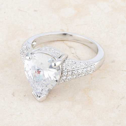 Rhyne 5.8ct CZ Rhodium Pear Cocktail Ring