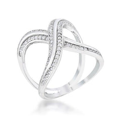 Christa 0.4ct CZ Rhodium Pave X Ring