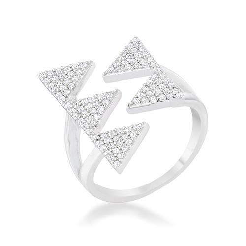 Nori 0.63ct CZ Rhodium Geometric Contemporary Ring