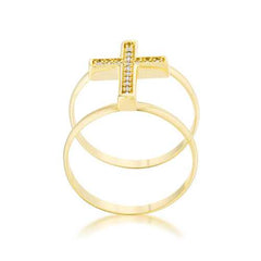 Francis 0.08ct CZ 14k Gold Contemporary Cross Ring