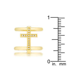 Francis 0.08ct CZ 14k Gold Contemporary Cross Ring