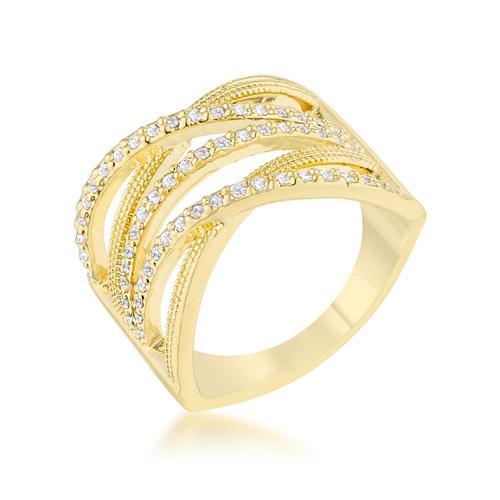 Greta 0.57ct CZ 14k Gold Wide Cocktail Cable Ring