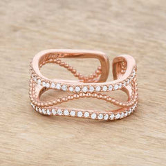 Marina 0.5ct CZ Rose Gold Abstract Cuff Ring