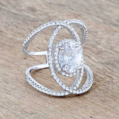 Maura 2.4ct CZ Rhodium Contemporary Cocktail Ring