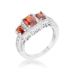 Rita 2.3ct Garnet CZ Rhodium Classic Trio Ring