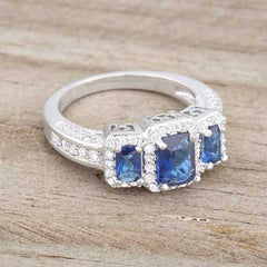 Rita 2.3ct Sapphire CZ Rhodium Classic Trio Ring