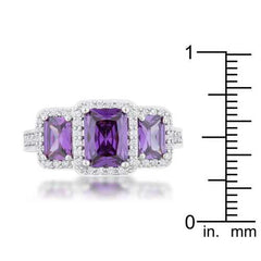 Rita 2.3ct Amethyst CZ Rhodium Classic Trio Ring