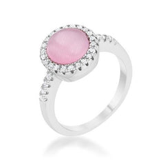 Patricia 0.3ct CZ Pink Cat's Eye Rhodium Classic Ring