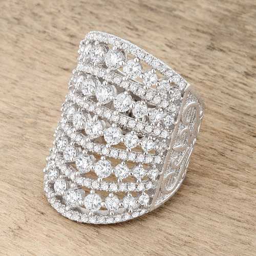 Charlyn 2.5ct Rhodium CZ Statement Cocktail Ring