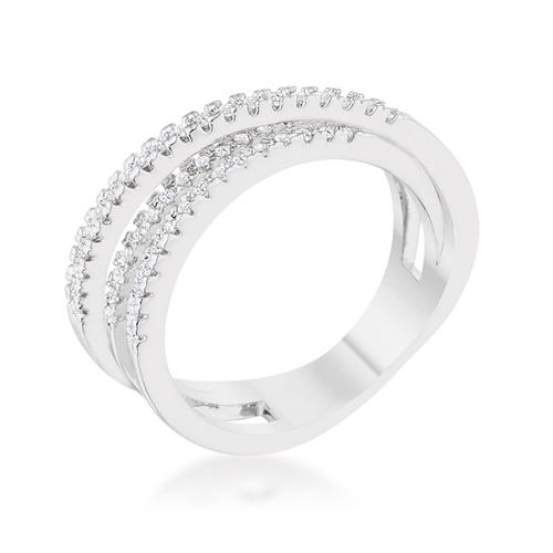 Lynn 0.25ct CZ Rhodium Twisted Trio Band Ring