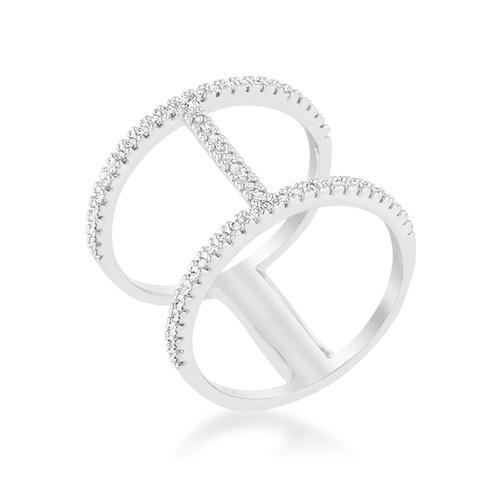 Christina 0.3ct CZ Rhodium Open Contemporary Wide Ring