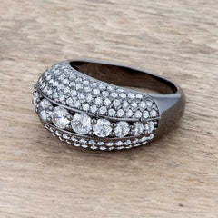 Krista 1.5ct CZ Hematite Contemporary Cocktail Ring