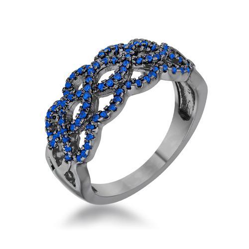 Brina 0.4ct Sapphire CZ Hematite Twist Ring