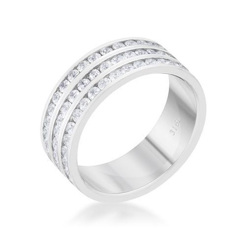 Dreya 1.6ct CZ Rhodium Stainless Steel Eternity Ring