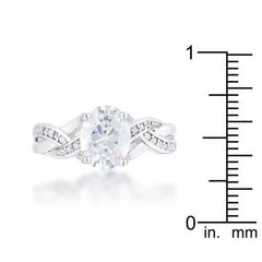 Justine 2ct CZ Rhodium Classic Oval Ring