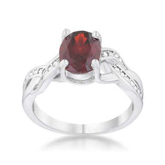 Justine 2ct Garnet CZ Rhodium Classic Oval Ring