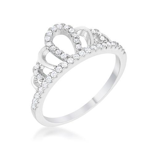 Madeline 0.2ct Rhodium Simple Crown Ring