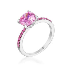 2.3CT Pink CZ Rhodium Ring