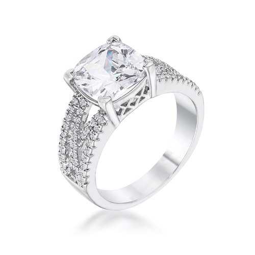 3Ct Elegant Rhodium Plated Criss-Cross Clear CZ Engagement Ring