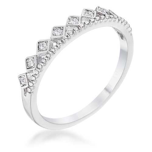 .14Ct Rhodium Plated CZ Mini Crown Stackable Band