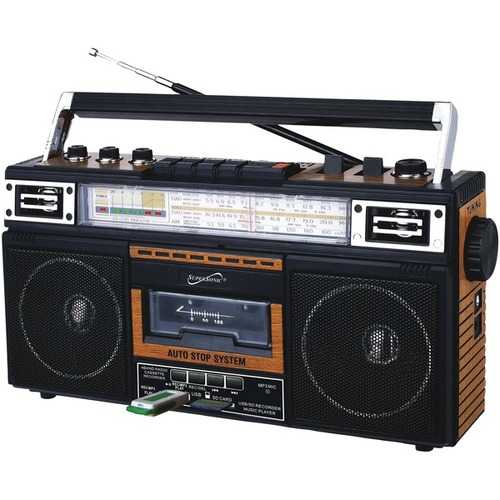 Supersonic Retro 4-band Radio And Cassette Player With Bluetooth (wood) (pack of 1 Ea)