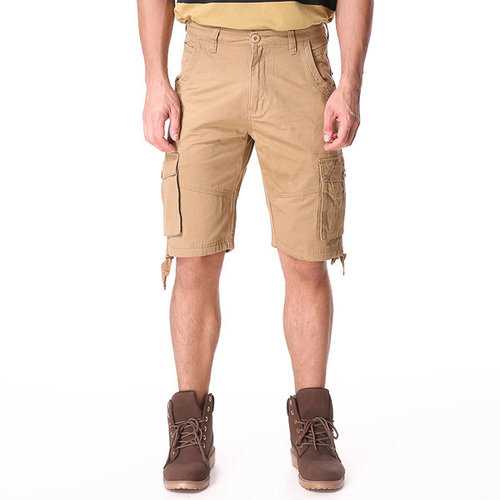 Mens Casual Cotton Blend Large Size Multi-pocket Military Solid Color Cargo Shorts