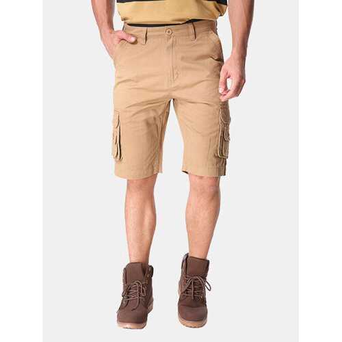 ChArmkpR Plus Size Mens Cotton Shorts Casual Multi Pockets Loose Cargo Shorts