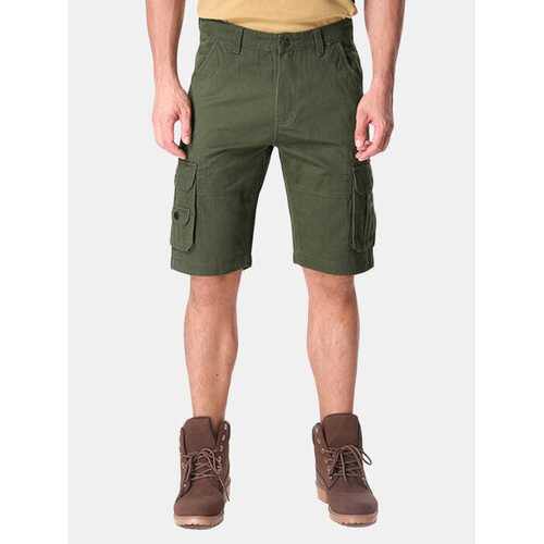 Mens Plus Size Multi-pockets Military Shorts Cotton Loose Fit Casual Cargo Shorts