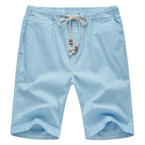 Mens Spring Summer Multicolor Drawstring Solid Color Cotton Blend Casual Sports Shorts