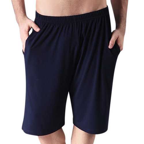 Mens Bamboo Fiber Solid Color Beach Casual Sports Shorts Modal Pajamas