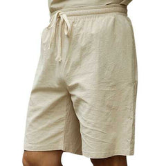 Cotton Linen Drawstring Casual Shorts