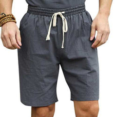 Cotton Linen Drawstring Casual Shorts